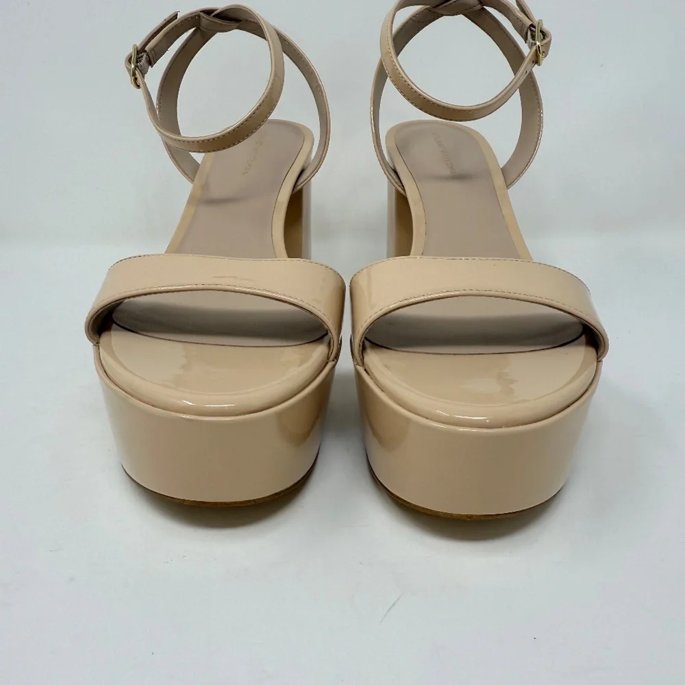 New Stuart Weitzman Gala Patent Leather Sandals Golden Beige Sz 10 - Picture 10 of 14